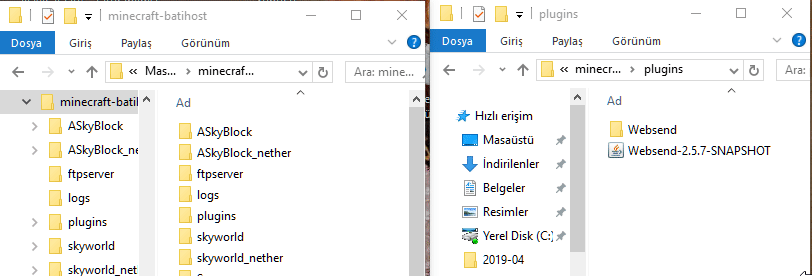 websend plugini kopyalanıyor